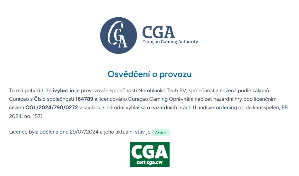 Důvěryhodnost a licence Ivybet v Česku