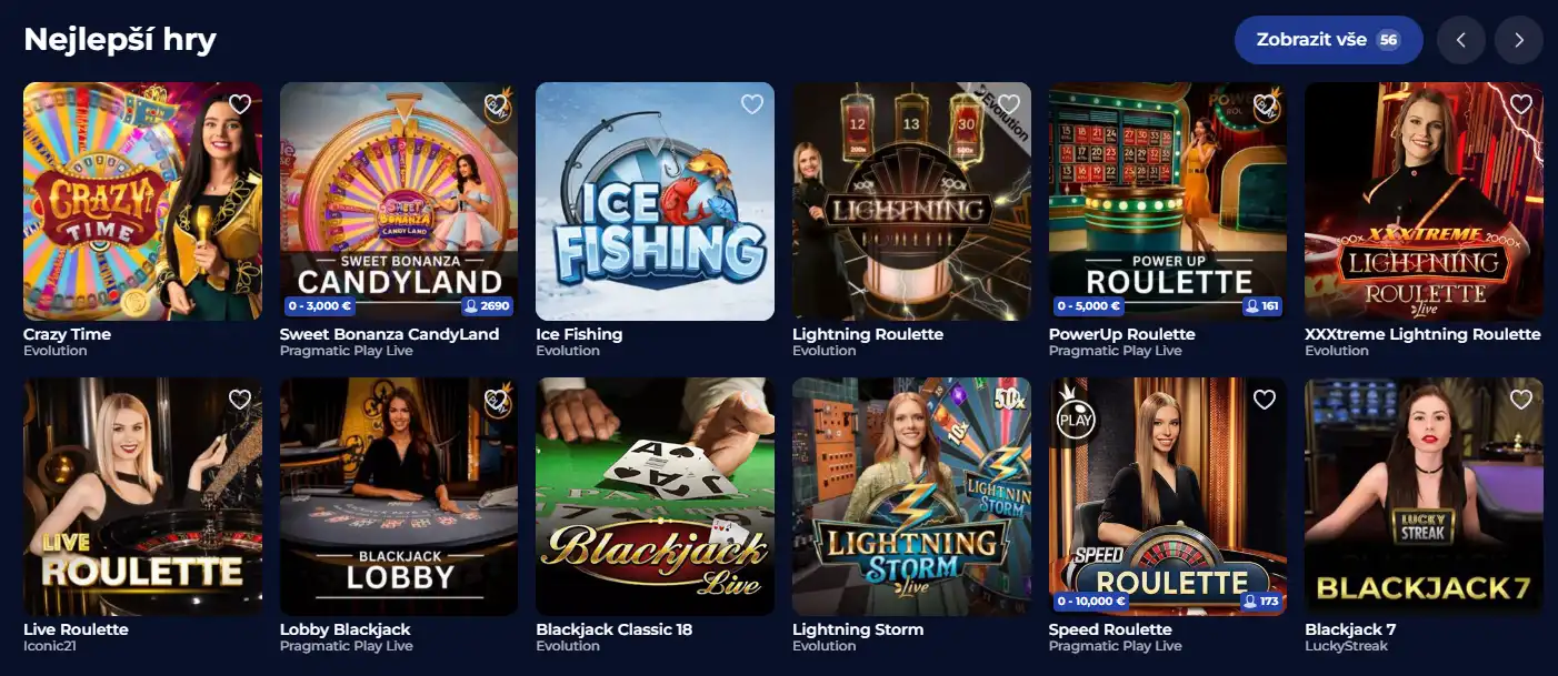 Přehled živých stolů Ivybet s ruletou, blackjackem a game-show hrami