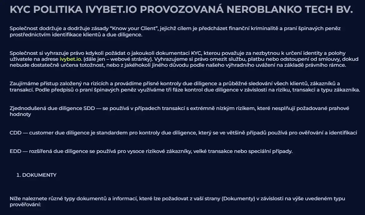 KYC na Ivybet: ověření totožnosti krok za krokem